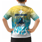 Personalized Gold Coast Titans Hawaiian Shirt Y2K Grunge Aesthetic With Cyber Flames and Starburst Graphics
