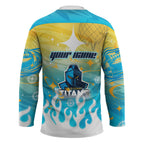 Personalized Gold Coast Titans Hockey Jersey Y2K Grunge Aesthetic With Cyber Flames and Starburst Graphics