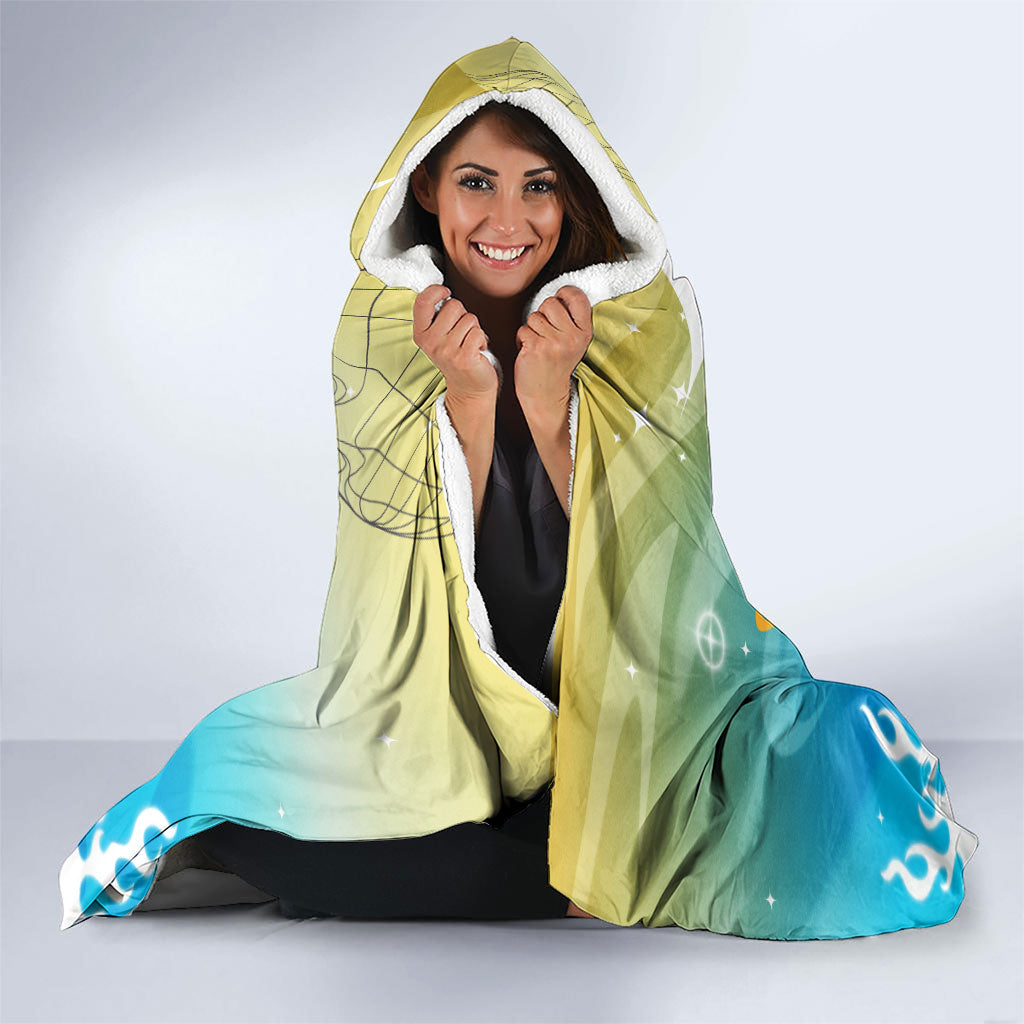 Personalized Gold Coast Titans Hooded Blanket Y2K Grunge Aesthetic With Cyber Flames and Starburst Graphics