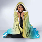 Personalized Gold Coast Titans Hooded Blanket Y2K Grunge Aesthetic With Cyber Flames and Starburst Graphics