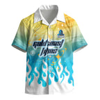 Personalized Gold Coast Titans Kid Hawaiian Shirt Y2K Grunge Aesthetic With Cyber Flames and Starburst Graphics