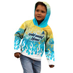 Personalized Gold Coast Titans Kid Hoodie Y2K Grunge Aesthetic With Cyber Flames and Starburst Graphics