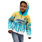 Personalized Gold Coast Titans Kid Hoodie Y2K Grunge Aesthetic With Cyber Flames and Starburst Graphics