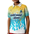 Personalized Gold Coast Titans Kid Polo Shirt Y2K Grunge Aesthetic With Cyber Flames and Starburst Graphics