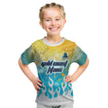 Personalized Gold Coast Titans Kid T Shirt Y2K Grunge Aesthetic With Cyber Flames and Starburst Graphics