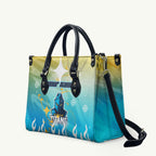 Personalized Gold Coast Titans Leather Bag Y2K Grunge Aesthetic With Cyber Flames and Starburst Graphics