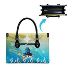 Personalized Gold Coast Titans Leather Bag Y2K Grunge Aesthetic With Cyber Flames and Starburst Graphics