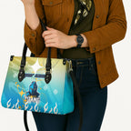 Personalized Gold Coast Titans Leather Bag Y2K Grunge Aesthetic With Cyber Flames and Starburst Graphics