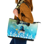 Personalized Gold Coast Titans Leather Tote Bag Y2K Grunge Aesthetic With Cyber Flames and Starburst Graphics