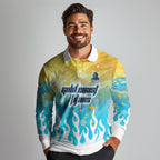 Personalized Gold Coast Titans Long Sleeve Polo Shirt Y2K Grunge Aesthetic With Cyber Flames and Starburst Graphics