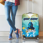 Personalized Gold Coast Titans Luggage Cover Y2K Grunge Aesthetic With Cyber Flames and Starburst Graphics