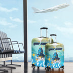 Personalized Gold Coast Titans Luggage Cover Y2K Grunge Aesthetic With Cyber Flames and Starburst Graphics