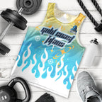 Personalized Gold Coast Titans Men Tank Top Y2K Grunge Aesthetic With Cyber Flames and Starburst Graphics