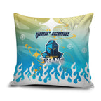 Personalized Gold Coast Titans Pillow Cover Y2K Grunge Aesthetic With Cyber Flames and Starburst Graphics