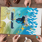 Personalized Gold Coast Titans Puzzle Y2K Grunge Aesthetic With Cyber Flames and Starburst Graphics