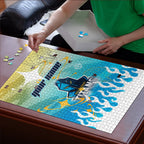 Personalized Gold Coast Titans Puzzle Y2K Grunge Aesthetic With Cyber Flames and Starburst Graphics
