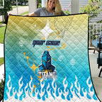 Personalized Gold Coast Titans Quilt Y2K Grunge Aesthetic With Cyber Flames and Starburst Graphics