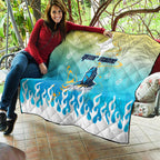 Personalized Gold Coast Titans Quilt Y2K Grunge Aesthetic With Cyber Flames and Starburst Graphics
