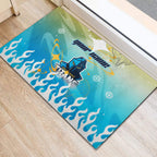 Personalized Gold Coast Titans Rubber Doormat Y2K Grunge Aesthetic With Cyber Flames and Starburst Graphics