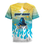 Personalized Gold Coast Titans Rugby Jersey Y2K Grunge Aesthetic With Cyber Flames and Starburst Graphics