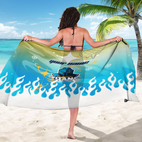 Personalized Gold Coast Titans Sarong Y2K Grunge Aesthetic With Cyber Flames and Starburst Graphics