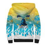 Personalized Gold Coast Titans Sherpa Hoodie Y2K Grunge Aesthetic With Cyber Flames and Starburst Graphics