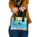 Personalized Gold Coast Titans Shoulder Handbag Y2K Grunge Aesthetic With Cyber Flames and Starburst Graphics