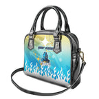 Personalized Gold Coast Titans Shoulder Handbag Y2K Grunge Aesthetic With Cyber Flames and Starburst Graphics