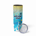 Personalized Gold Coast Titans Skinny Tumbler Y2K Grunge Aesthetic With Cyber Flames and Starburst Graphics