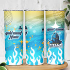 Personalized Gold Coast Titans Skinny Tumbler Y2K Grunge Aesthetic With Cyber Flames and Starburst Graphics