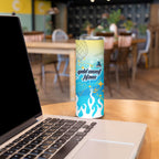 Personalized Gold Coast Titans Skinny Tumbler Y2K Grunge Aesthetic With Cyber Flames and Starburst Graphics