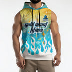 Personalized Gold Coast Titans Sleeveless Hoodie Y2K Grunge Aesthetic With Cyber Flames and Starburst Graphics