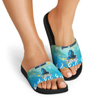 Personalized Gold Coast Titans Slide Sandals Y2K Grunge Aesthetic With Cyber Flames and Starburst Graphics