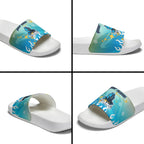 Personalized Gold Coast Titans Slide Sandals Y2K Grunge Aesthetic With Cyber Flames and Starburst Graphics