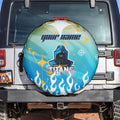 Personalized Gold Coast Titans Spare Tire Cover Y2K Grunge Aesthetic With Cyber Flames and Starburst Graphics