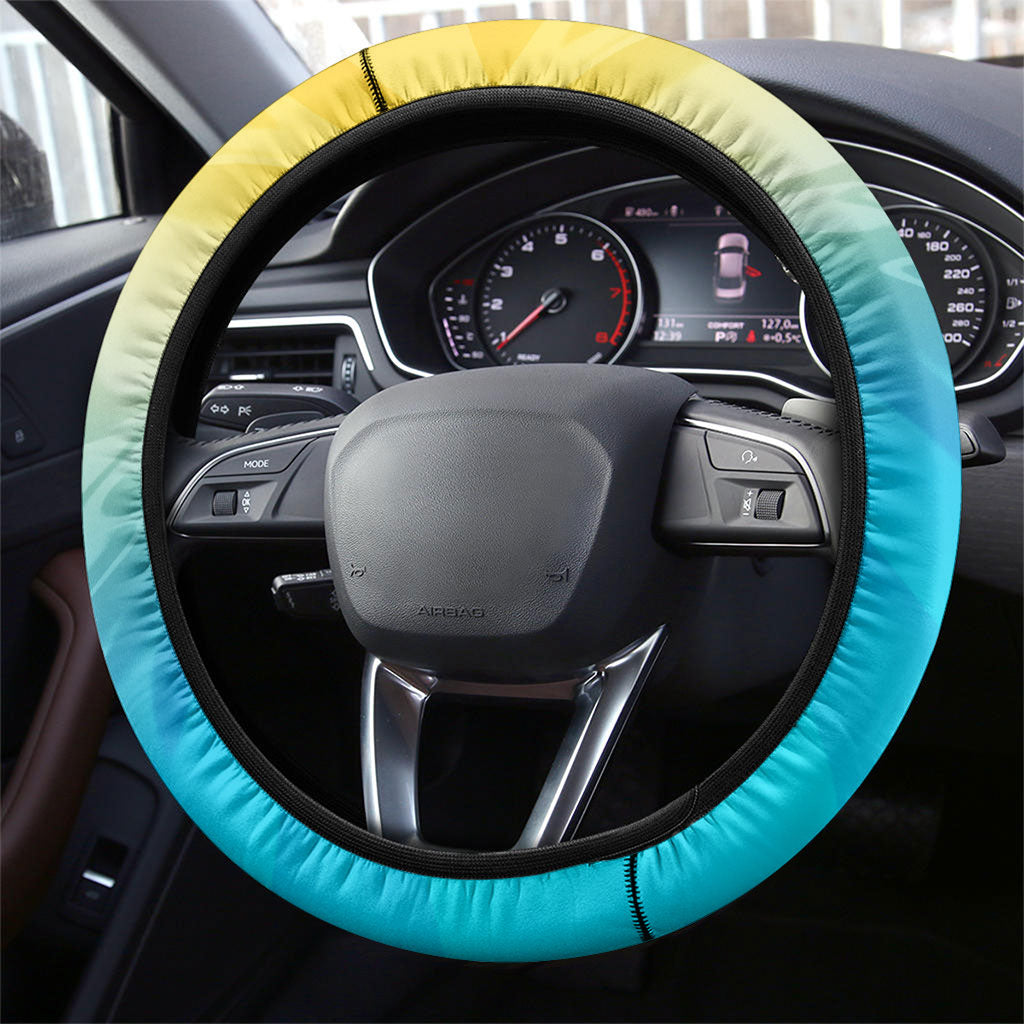 Gold Coast Titans Steering Wheel Cover Y2K Grunge Aesthetic With Cyber Flames and Starburst Graphics