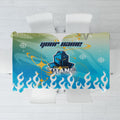 Personalized Gold Coast Titans Tablecloth Y2K Grunge Aesthetic With Cyber Flames and Starburst Graphics