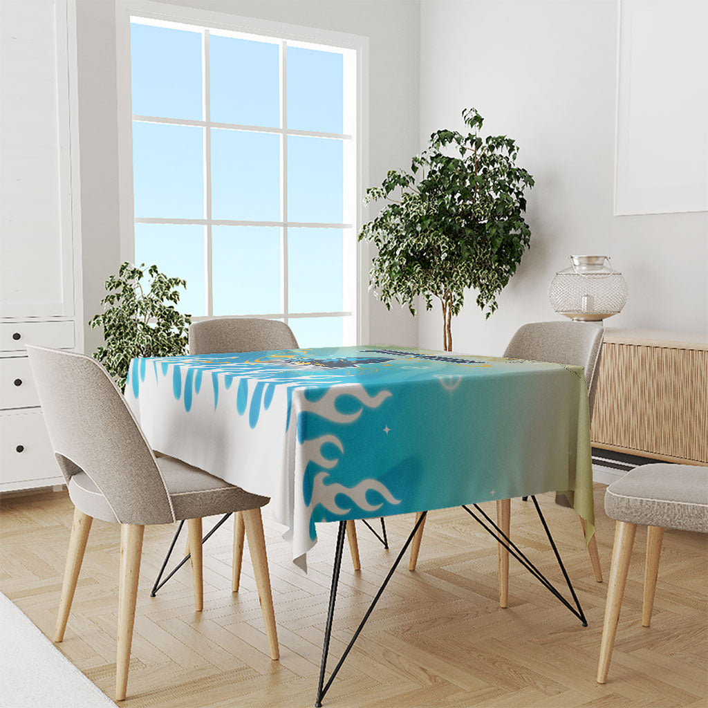 Personalized Gold Coast Titans Tablecloth Y2K Grunge Aesthetic With Cyber Flames and Starburst Graphics