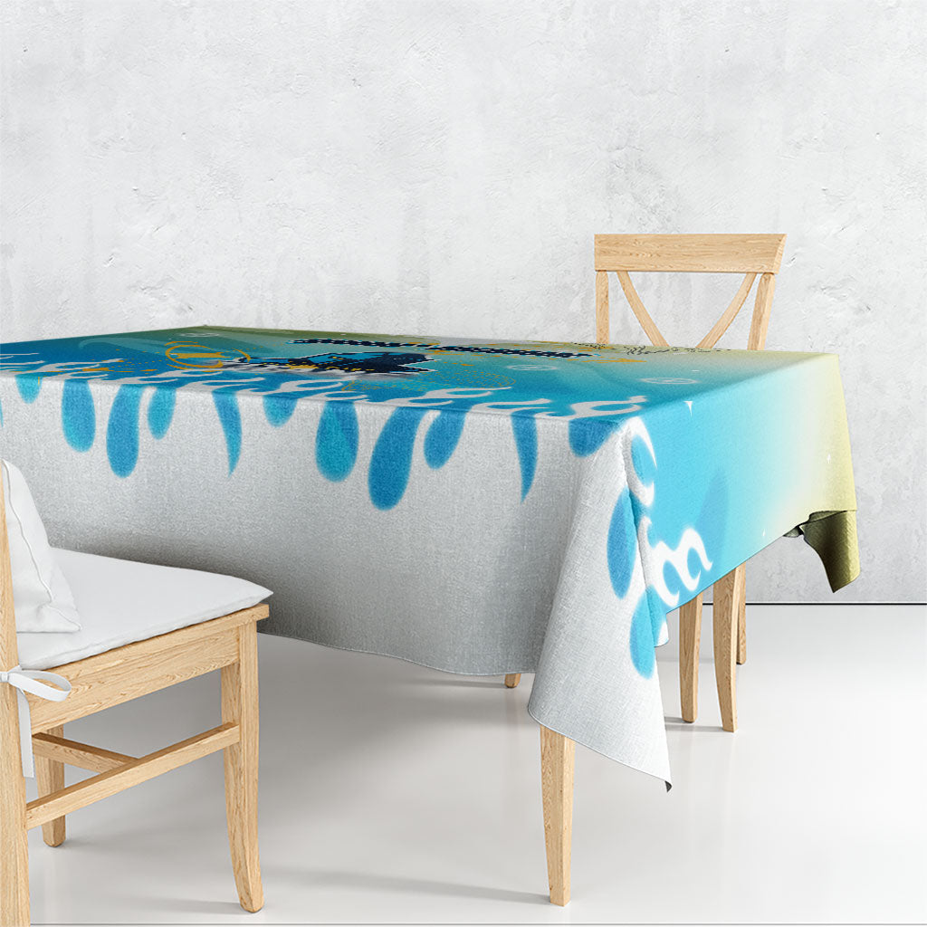 Personalized Gold Coast Titans Tablecloth Y2K Grunge Aesthetic With Cyber Flames and Starburst Graphics