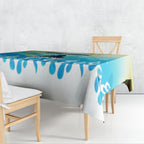 Personalized Gold Coast Titans Tablecloth Y2K Grunge Aesthetic With Cyber Flames and Starburst Graphics