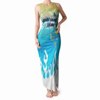 Personalized Gold Coast Titans Tank Maxi Dress Y2K Grunge Aesthetic With Cyber Flames and Starburst Graphics
