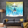 Personalized Gold Coast Titans Tapestry Y2K Grunge Aesthetic With Cyber Flames and Starburst Graphics