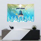 Personalized Gold Coast Titans Tapestry Y2K Grunge Aesthetic With Cyber Flames and Starburst Graphics