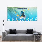Personalized Gold Coast Titans Tapestry Y2K Grunge Aesthetic With Cyber Flames and Starburst Graphics