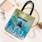 Personalized Gold Coast Titans Tote Bag Y2K Grunge Aesthetic With Cyber Flames and Starburst Graphics