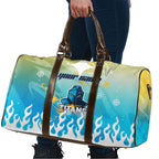 Personalized Gold Coast Titans Travel Bag Y2K Grunge Aesthetic With Cyber Flames and Starburst Graphics