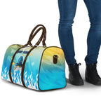 Personalized Gold Coast Titans Travel Bag Y2K Grunge Aesthetic With Cyber Flames and Starburst Graphics