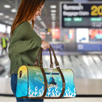 Personalized Gold Coast Titans Travel Bag Y2K Grunge Aesthetic With Cyber Flames and Starburst Graphics