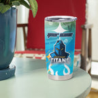 Personalized Gold Coast Titans Tumbler Cup Y2K Grunge Aesthetic With Cyber Flames and Starburst Graphics