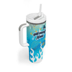 Personalized Gold Coast Titans Tumbler With Handle Y2K Grunge Aesthetic With Cyber Flames and Starburst Graphics